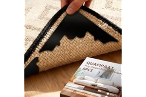 QUAFIPAAT Rug Pad Gripper, 8 Pcs Reusable Non-Slip Rug Pads, for Hardwood Floors and Tiles No Damage, Keep Corners Flat, Double-Sided Adhesive Area Rugs