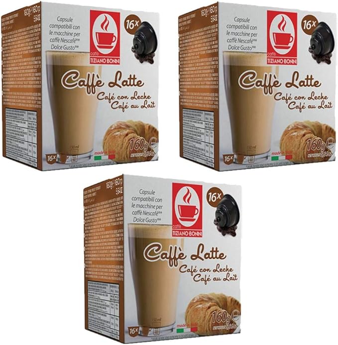 Dolce Gusto Compatible Cafe Au Lait Coffee Pods, 16 Capsules (48