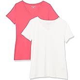 Amazon Essentials Women's Regular-Fit Short-Sleeve T-Shirt (Crewneck and V-Neck Options), Multipacks
