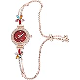 ADSBIAOYE Women's Fashion Simple Floral Bracelet Watch Diamond Quartz Light Luxury Watch