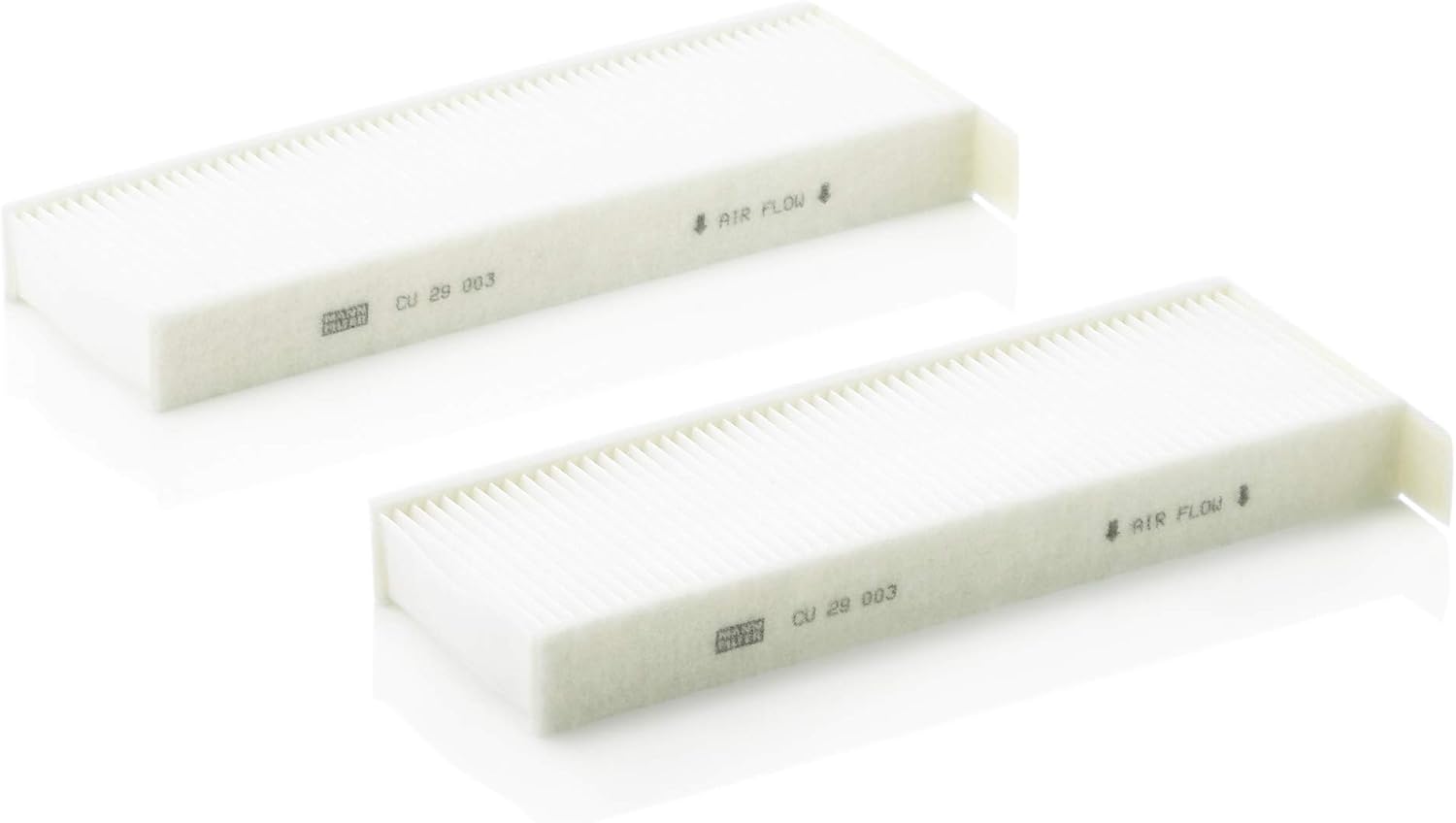 MANN-FILTER CU 29 003-2 Cabin Air Filter (set of 2) - for Cars + Transporters, White, 29.3 x 9.6 x 3.2 cm