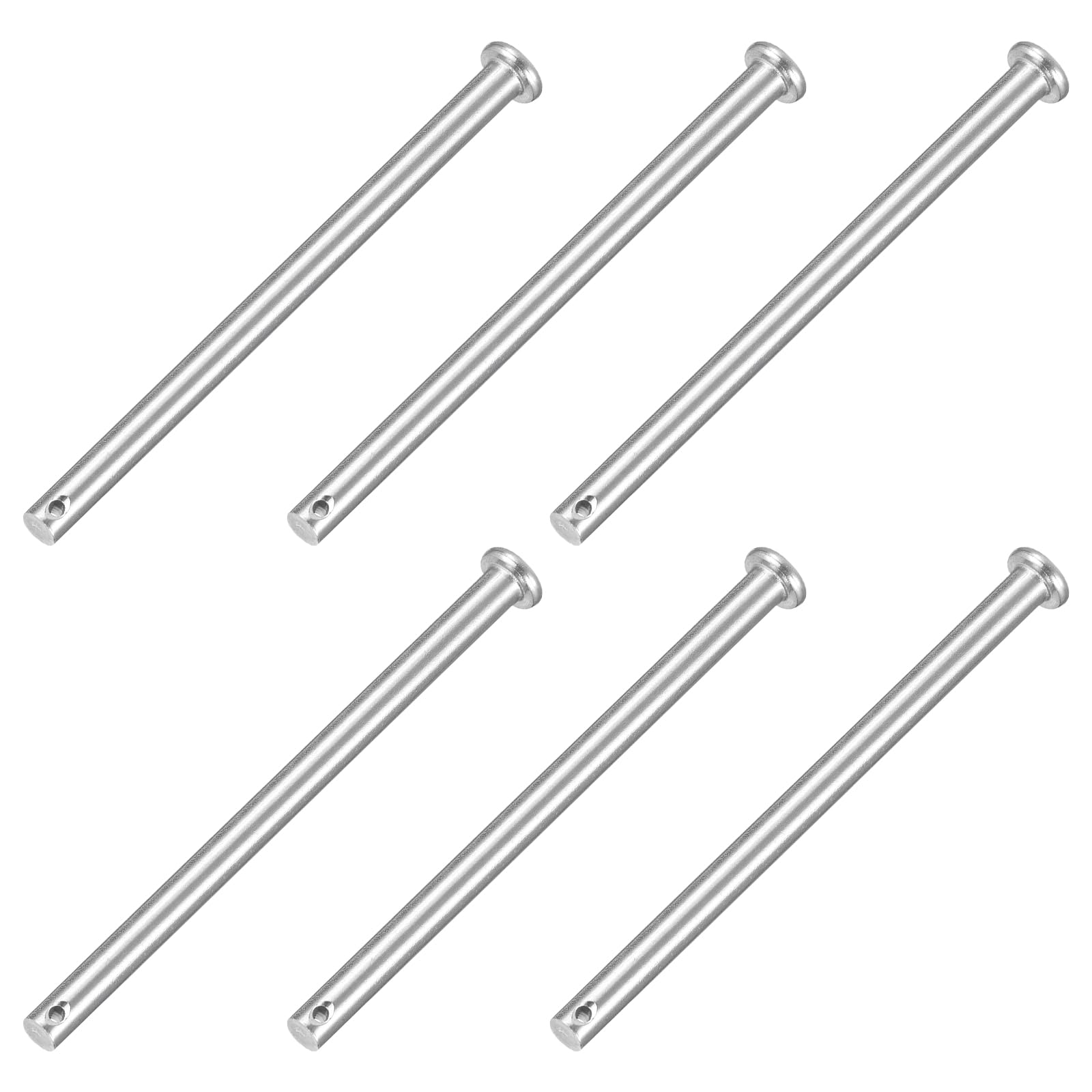 Photo 1 of uxcell 6Pcs 1/4" x 4" Single Hole Clevis Pins, 304 Stainless Steel Flat Head Clevis Pins Hitch Pin for Trailer Latch, Mechanics Repair, Furniture Installation, Industrial Equipment