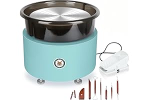 MZOKUU Pottery Wheel for Adults 11 Inch 450W Electric Ceramic Forming Machine Foot Pedal Control Adjustable 50-300RPM Speed ABS Detachable Basin Sculpting Tools Kit Arts Craft DIY Gift (Blue)