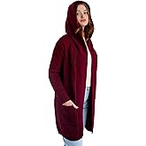 SAOL 100% Merino Wool Ladies Irish Classic Fit Long Cardigan with Hood