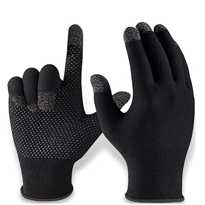 QPOIBSD Mobile Game Gloves, Ultra-Thin Mobile Gaming Gloves,Anti-Sweat Mobile Finger Sleeve Breathable for High-Ranking Players Mobile Game Streamer (Black Gold)
