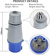 Casoter 16A 240V 3-Pin Weather Proof Industrial Plug ICE309-2 Dustproof view 2