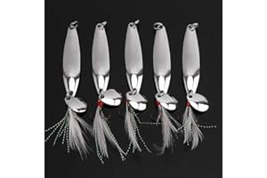 OriGlam 5pcs Spoons Lures Fishing Kit - Metal Spinner Baits With Treble Hooks for Salmon Bass