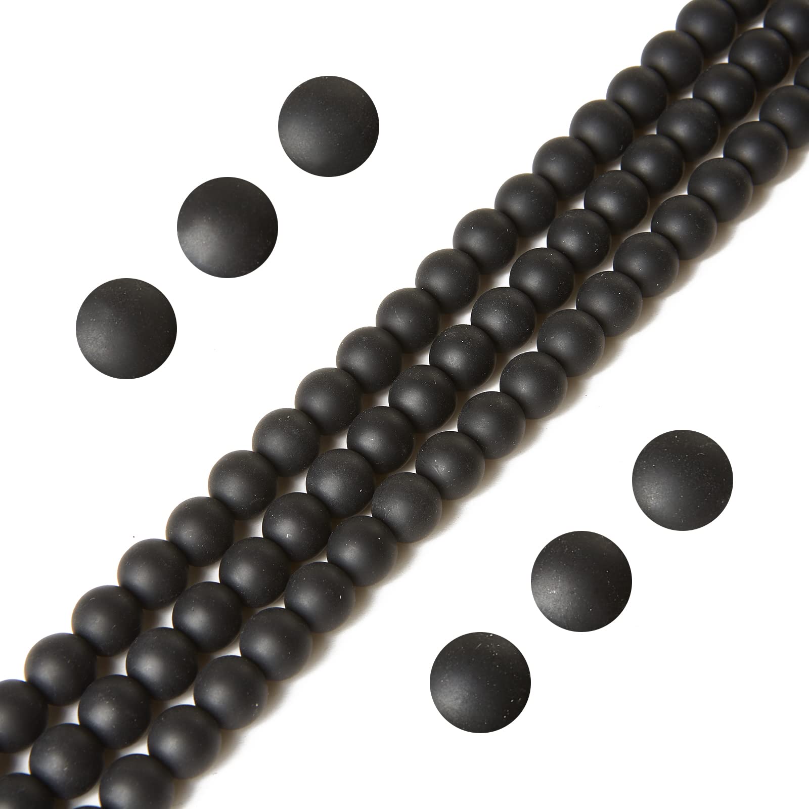 Photo 1 of 100pcs 6mm Matte Black Beads Natural Gemstone Beads Round Loose Beads for Jewelry Making