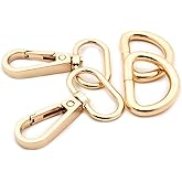 Swivel Hooks with D Ring, 10 Sets for Purses Push Gate Lobster Clasps Fashion Clips Purse Making (Gold,3/4")