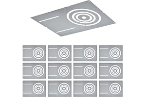 LEGDINDOOR 12 Pack New Construction Mounting Plate with 3-4-6" Round Hole –13× 9" Galvanized Steel Recessed LED Light Plate in Wafer Light Bracket, Thin Recessed Ceiling Light with Junction Box