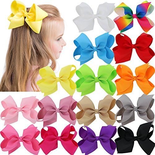 Bows For Girls Grosgrain Boutique Big Hair Bow Clips For Teens Kids Children Set Of 15