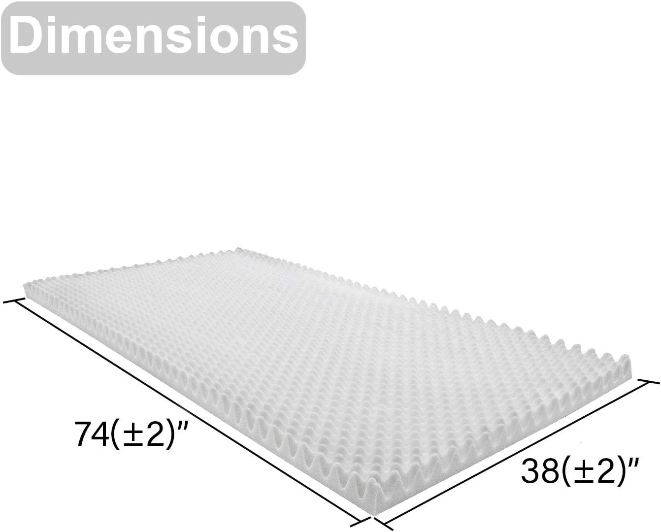 Vaunn Medical Egg Crate Convoluted Foam Mattress Pad - 2.5" Thick EggCrate Mattress Topper (Standard Twin Bed 38" x 75" x 2.5") - Made in USA: Health & Personal Care