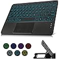 Wireless Backlit Bluetooth Keyboard with Touchpad Ultra Slim 7-Colors Backlit Keyboard, Portable Rechargeable Keyboard for iOS iPhone/IPad/IPad Pro, Samsung Android Tablets, Windows.