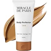 Miracle de Paris Body Coverage Perfector &ndash; Tattoo Cover Up Makeup Waterproof, Body Foundation &amp; Leg Makeup, Transfer-Resistant Body Concealer for Legs, Scars &amp; Uneven Skin Tone, 3.38 fl oz, Tan