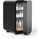 FANSEXPERT Skincare Fridge with Glass Panel, 6L Mini Fridge for Home/Car, AC/DC Portable Thermoelectric Cooler and Warmer, Ma
