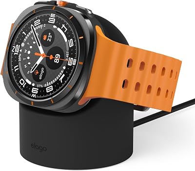 elago GWT2 Charger Stand for Samsung Galaxy Watch 8 7 6 5 Pro Nightstand Black