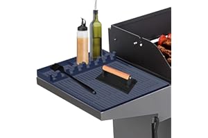SUPERJACKWANG Silicone Grill Mat Accessories for Blackstone Outdoor Grill | Griddle Mat Tools Prep Trays with Drip Pad | Spatula Mat Side Shelf Mat Barbeque Grill Accessories | Food-Grade Silicone Griddle Mat