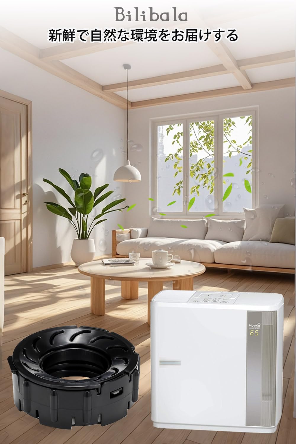 Bilibala H011502 Aｇ+抗菌アタッチメント HD-153 HD-154 HD-184 HD-243 HD-244 HD-3020 HD-5020 HD-7020 ハイブリッド式加湿器 交換用パーツ HD-RX318 HD-RX319 HD-RX518 HD-RX519 HD-RX719 加湿器 交換用 イオンカートリッジ 抗菌ユニット互換品 ブラック 2個入り