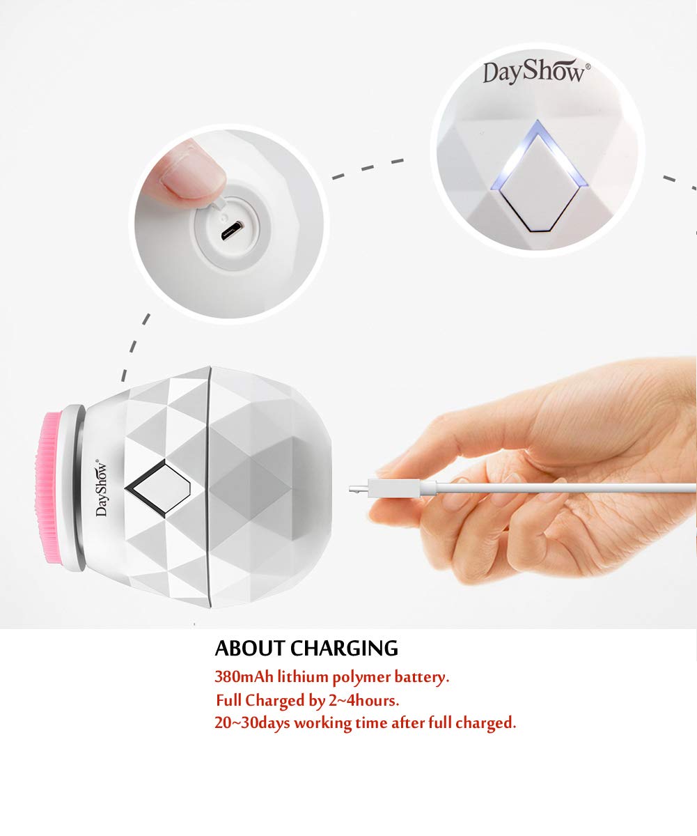 Facial Cleansing Brush Waterproof NEWEST Electric Sonic Face Brush Vibrating Face Cleansing System - 4-Speed Soft Silicone Exfoliating Brush Blackhead Exfoliator - USB Rechargeable Battery Operated