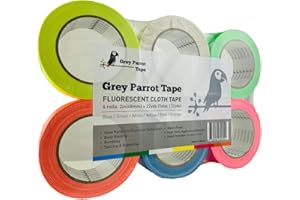 GreyParrot Tape UV Tape Blacklight Reactive, (6 Pack), (6 Colors), 66ft Per Roll, Fluorescent Cloth Tape, Glow in The Dark Tape Under UV Black Light … (2in x 66ft)