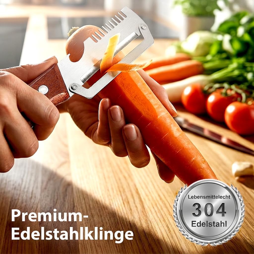 Sparschäler, 2026 Neu Edelstahl 3 in 1 Multifunktionaler Küchengeräte Gigant Multischäler Peeler, Gemüseschäler Flaschenöffner Kartoffelschäler Sparschäler für Küche Obst Gemüse (1 Stück) 5