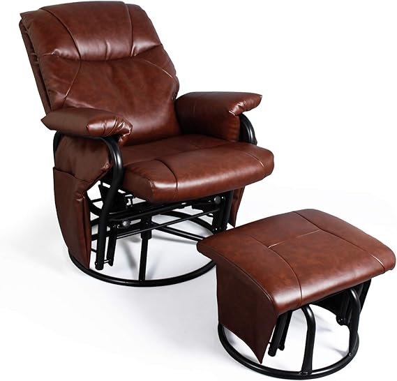 Recliner Chair with Ottoman Living Room Chairs Faux Leather