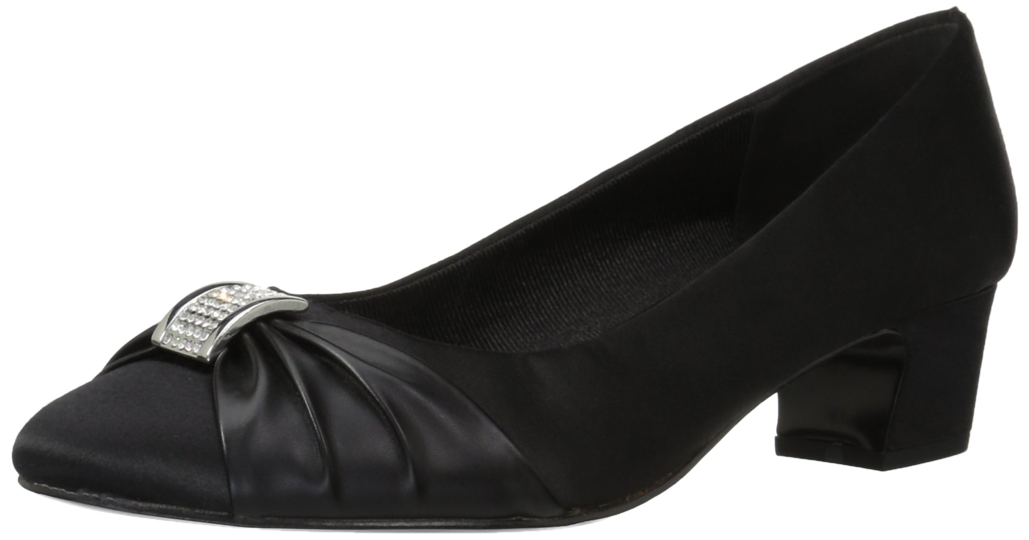 Easy Street Women’s Eloise Pump, Black Satin, 7.5