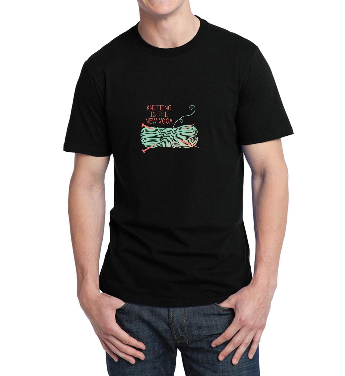 Luma Knitting Is The New Yoga Quote004352 Birthday For Him Md Man Black T Shirt