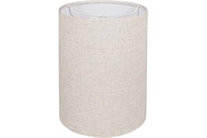 KOORLE Tall Drum Lamp Shade for Table Lamps, Floor Lamp, Cloth Lampshade 10" Top X 10" Bottom X 13" High, Beige Large Line Fabric, Easy Assembly