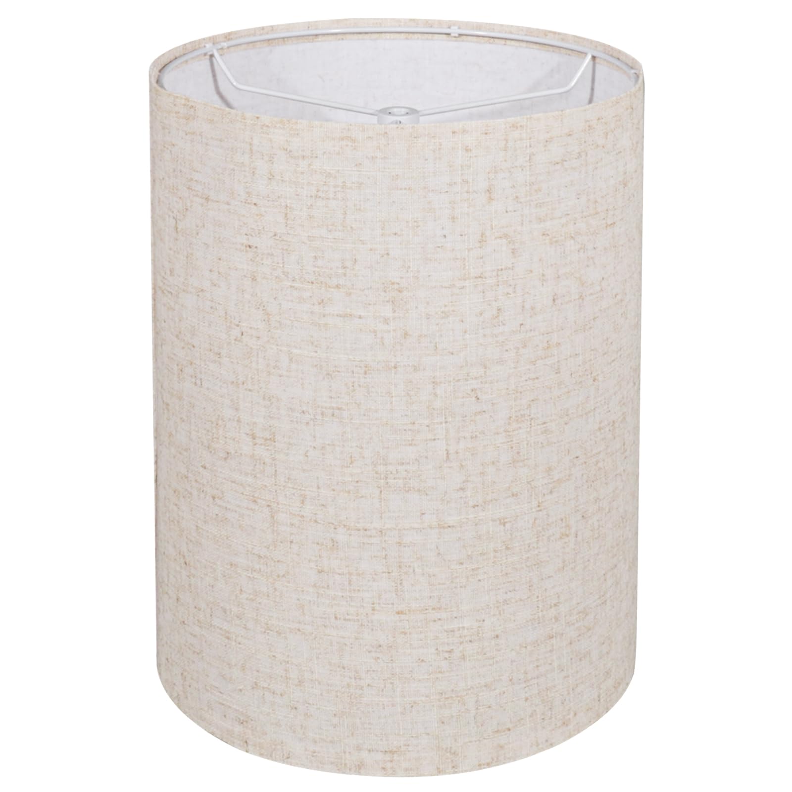 Photo 1 of Tall Drum Lamp Shade for Table Lamps, Floor Lamp, Cloth Lampshade 10" Top X 10" Bottom X 13" High, Beige Large Line Fabric, Easy Assembly