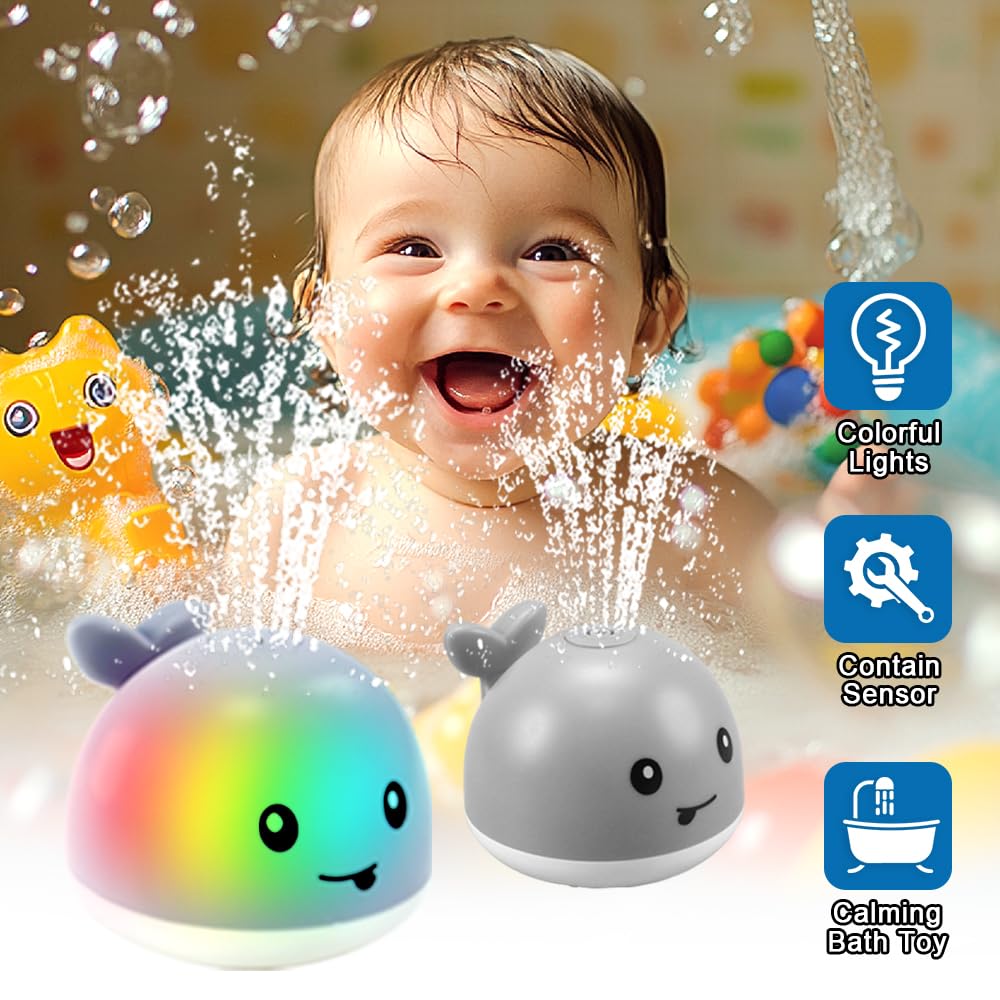 ZHENDUO Baby Bath Toys, Light Up Bath Toys Spray Water Bath Toy, Sprinkler Bathtub Toys for Toddlers Kids Boys Girls, Pool Bathroom Toy for Infant,Christmas Baby Toys