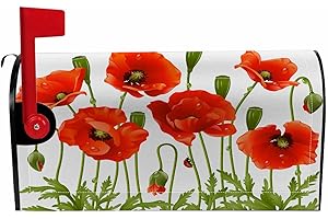 Numland Magnetic Mailbox Covers Polyester Oxford Cloth Anti-UV and Reusable Letterbox Cover 21×18 Inch,Red Poppy