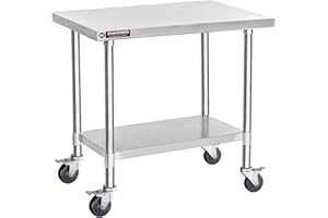 DuraSteel 24x36 NSF Stainless Steel Cart - Heavy Duty Rolling Food Prep Table with Undershelf - Metal Utility Cart for Commercial Restaurant Kitchen, Laundry, Outdoor Portable BBQ Grill