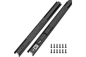 LONTAN Full Extension Ball Bearing Drawer Slides 8 10 12 14 16 18 20 22 24 Inch Heavy Duty Side Mount File Cabinet Rails Dresser Runner Kitchen Cabinet Drawer Glides,12 Inch,1 Pair,Black
