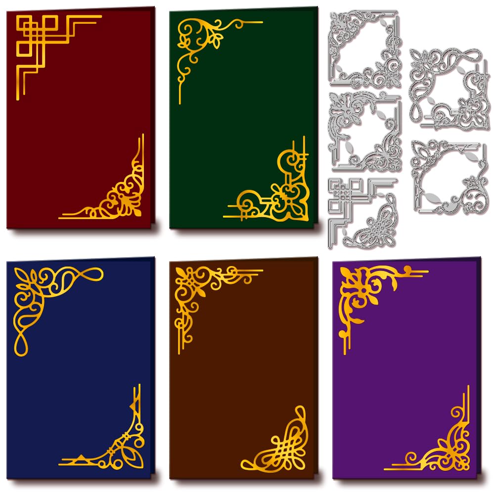 GLOBLELAND Window Frame Corners Cutting Dies for Card Making Flower Lace Corner Die Cuts Carbon Steel Embossing Stencils Template for DIY Scrapbooking Album Craft Decor