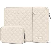 MOSISO Laptop Case 13.3 inch, 13-13.3 inch Laptop Sleeve Compatible with MacBook Air/Pro 13 / Pro 14, HP Dell Acer ASUS Lenovo,Square Quilted Vertical Computer Bag with Pocket&Small Case, Sand