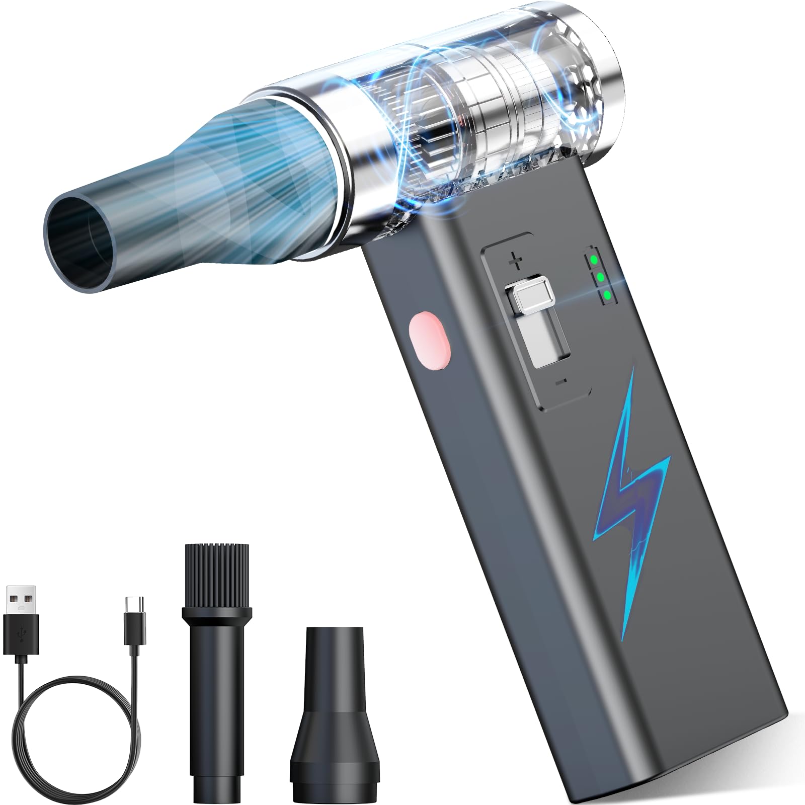 Photo 1 of Mini Ultra-Slim Electric Compressed Air Duster 150,000RPM Super Power, Rechargeable Cordless Air Duster, Powerful Airflow for Computer, Keyboard, Outdoor, House and Car