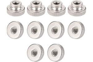 uxcell Knurled Thumb Nuts, 10Pcs M5x0.8mm Iron Round Knobs Fasteners for 3D Printer Parts, Silver Tone