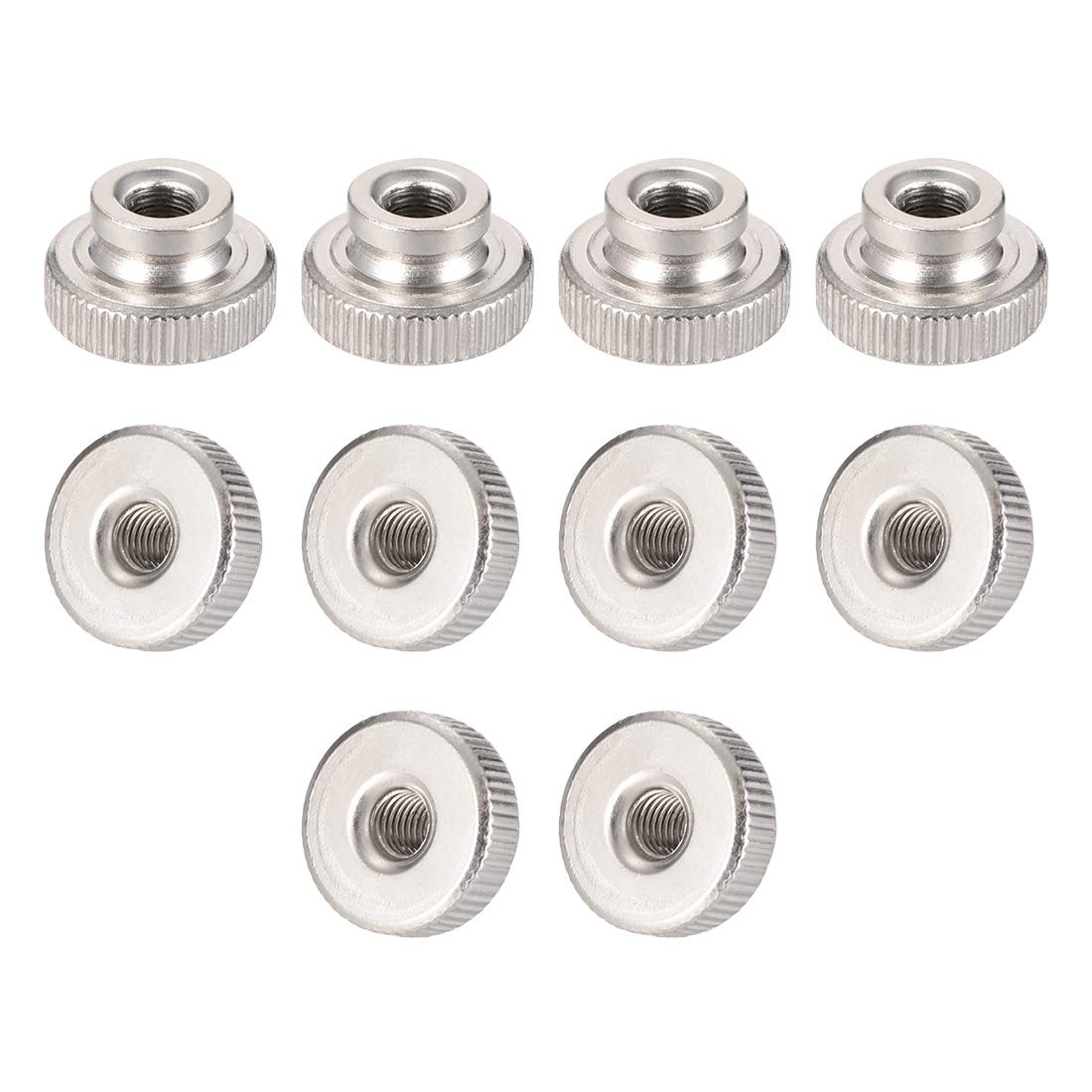 sourcing map Knurled Thumb Nuts, 10Pcs M5x0.8mm Iron Round Knobs Fasteners for 3D Printer Parts, Silver Tone
