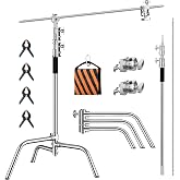 Heavy Duty C Stand with Boom Arm 6.9ft/210cm C Stands 100% Stainless Steel | 1*Sandbag 4*Clip 2*Grip Head light stand photography for Photography Studio Video Monolight Softbox Shooting