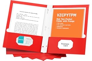VZCPYTPM 50 Packs 2-Pocket Folder,File Folder Letter Size,Paper Two Pocket Folders with Prongs,Red Pocket Folder for Classroom,Office and Home,3 Metal Prong Folder