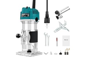 Vanttokeey Router Tool, Wood Router 110V 800W Compact Electric Hand Trimmer 30000RPM for Woodworking Trimming, Milling, Engra