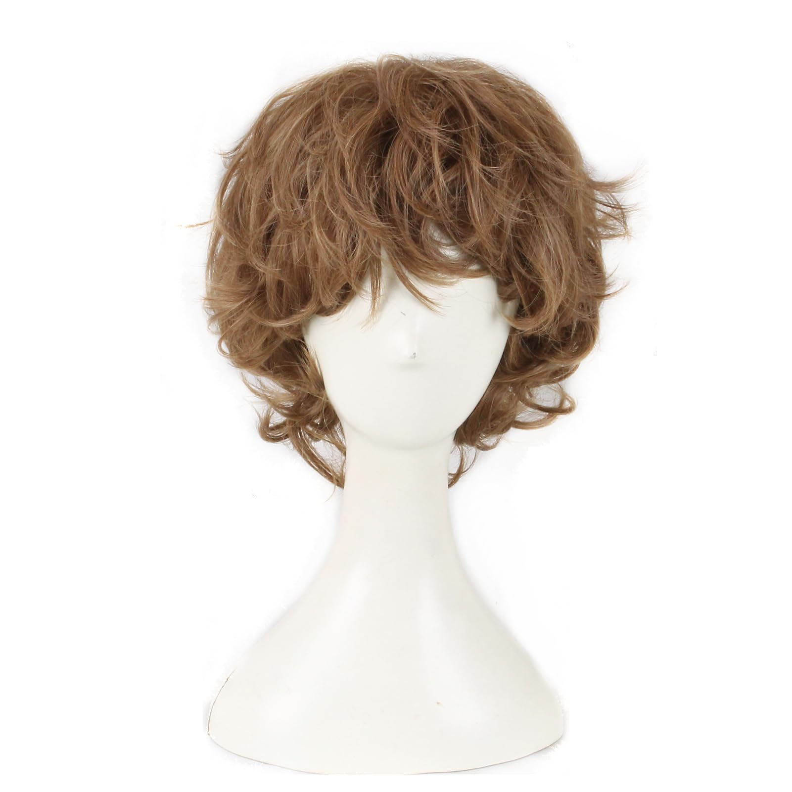 Photo 1 of Men's Wig Short Brown Natural Wave Fluffy Christmas Halloween Heat Resistant Synthetic Cosplay Costume Wigs