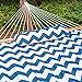 Lazy Daze Hammocks 12 FT Double Quilted Hammock with Spreader Bars and Detachable Pillow, 2 Person Hammock for Outdoor Patio Backyard Poolside, 450 LBS Weight Capacity, Blue Chevron Stripe
