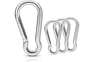 REERON Replacement Carabiner Clip Hooks for Flag Pole Rings, 4 Pcs 304 Stainless Steel Flagpole Clips Hardware Spring Snap Hook for Flags with Grommets, Keychain, Backpack, Camping, Hiking, Fishing - M5| 2"