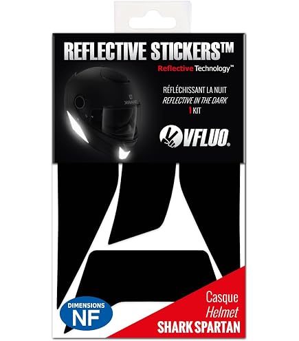 VFLUO - Kit of Reflective Stickers - SHOEI NEOTECII™ Motorcycle Helmet - Approved Stripes FR - 3M™ Technology - High Visibility & Strength - Discreet & Design