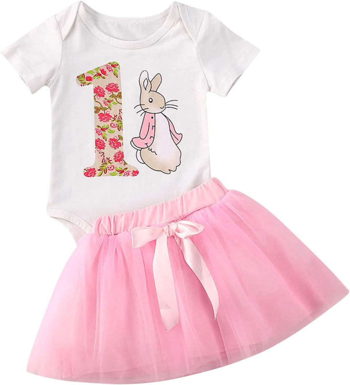 Baby Girl Birthday Skirt Set 3Pcs Infant One Dinosaur Bodysuit+Tutu Dress+Headband Cake Smash Outfits