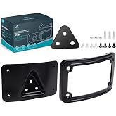 3148 Curved Laydown License Plate Mount with Frame for Harley Davidson 3 Hole Mount (Black)