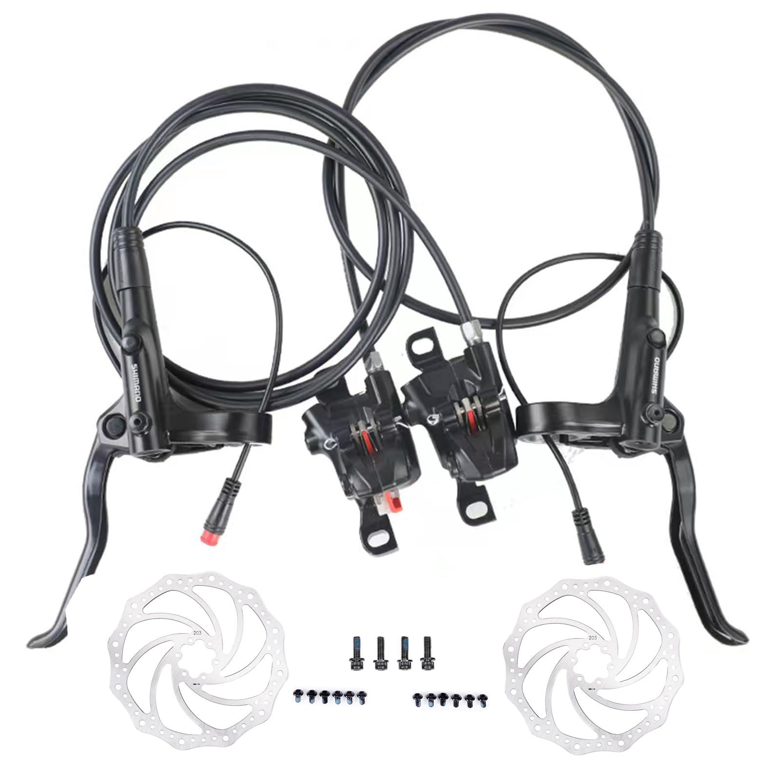 Photo 1 of Acciaiie MT200 E-Bike Hydraulic Disc Brakes for Shimano with Rotors, New Upgrade 2-Pin 2-Piston Ebike Hydraulic Brakes, Pre-Bled with Mineral Oil Electric Bike Hydraulic Brakes