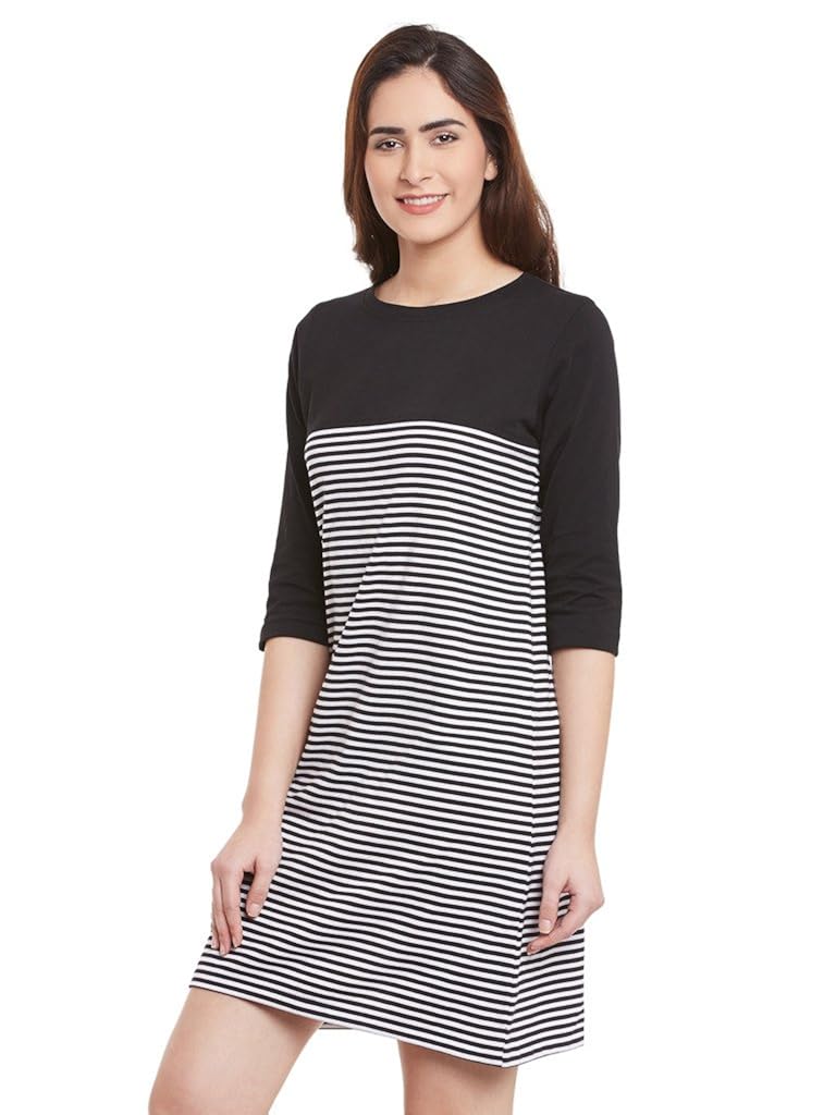 miss chase womens black and white striped shift dress